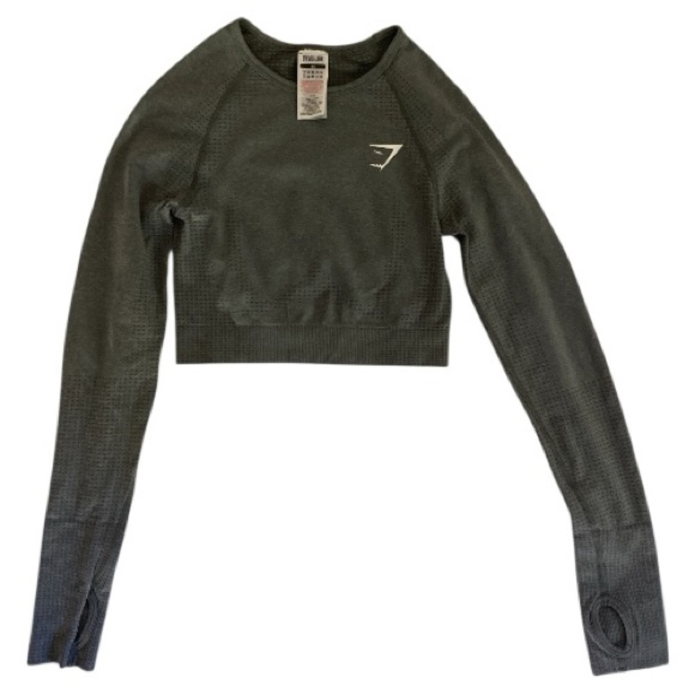 Gymshark Women's Gray Long Sleeve Crop Top XS